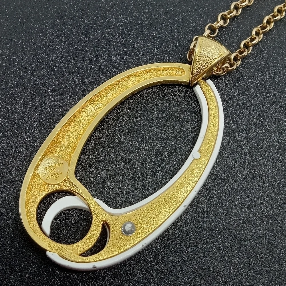 👍 5 for $20 vintage Biagi white & gold tone pendant long chain necklace